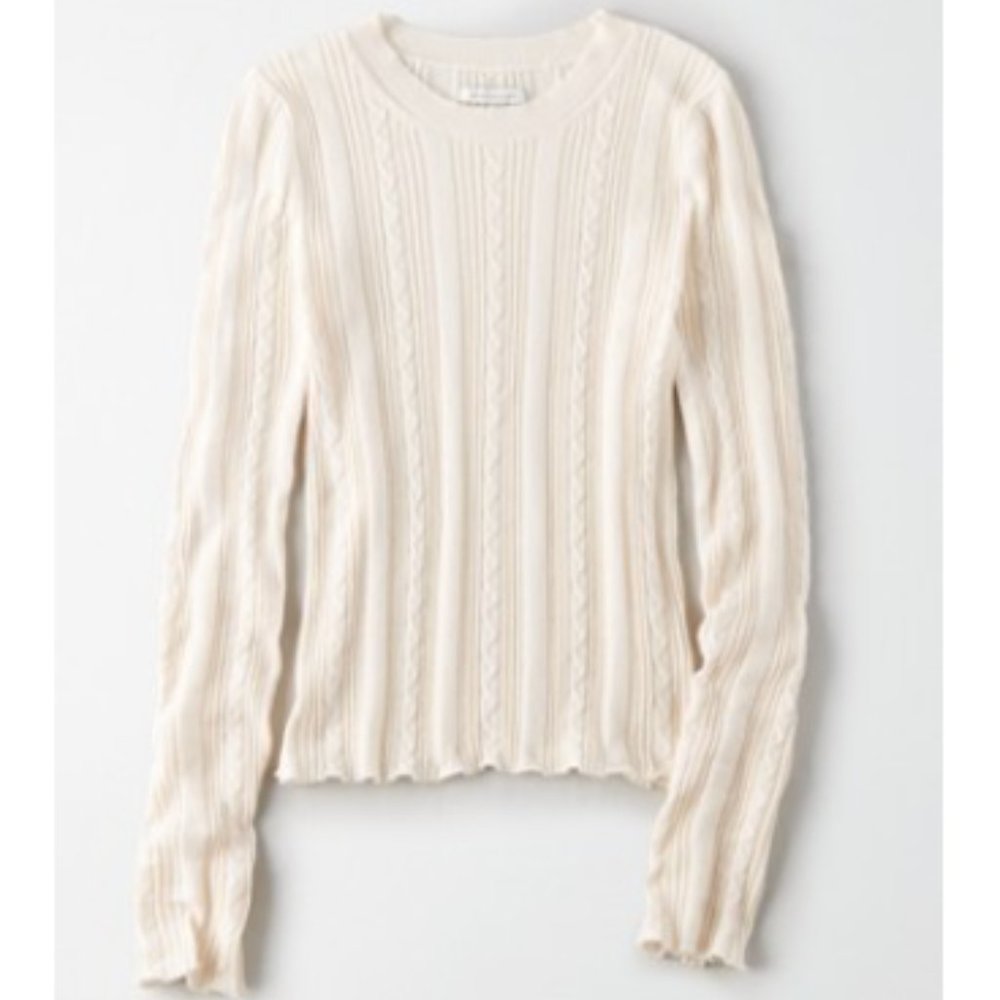 NWT AEO // Off White Long Sleeve Sweater Top